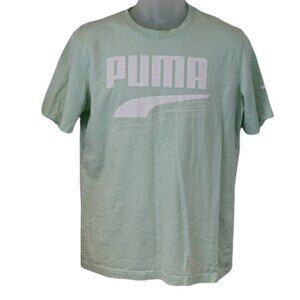 Puma Pastel Green Seafoam Mint Logo T-Shirt Unisex Medium Sporty Casual